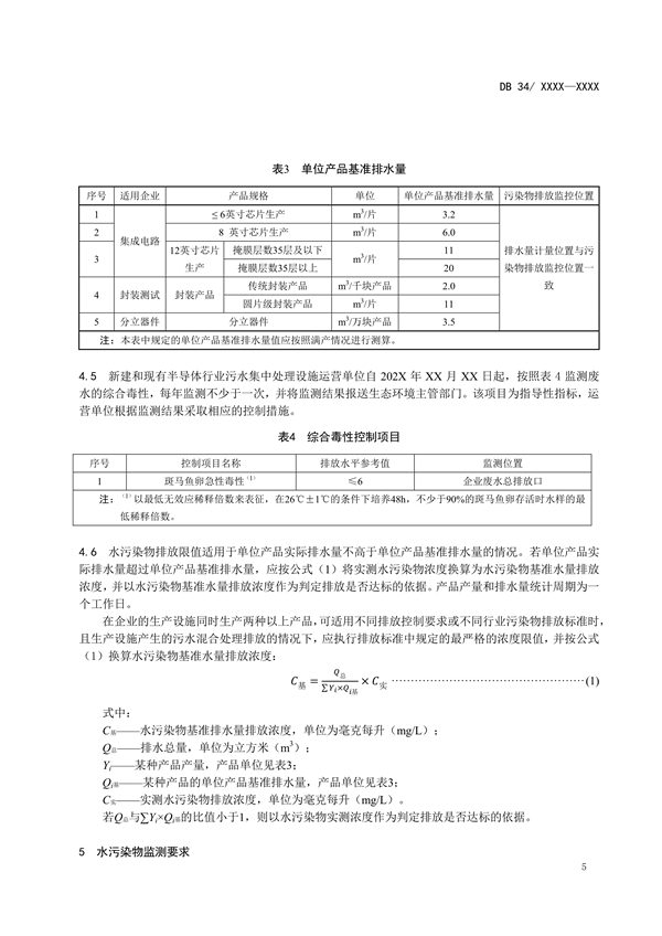 安徽省地标《半导体行业水污染物排放标准》征求意见