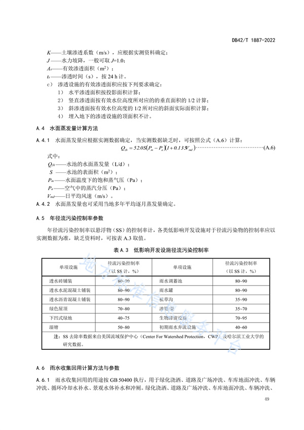 湖北省地方标准《海绵城市建设技术规程》