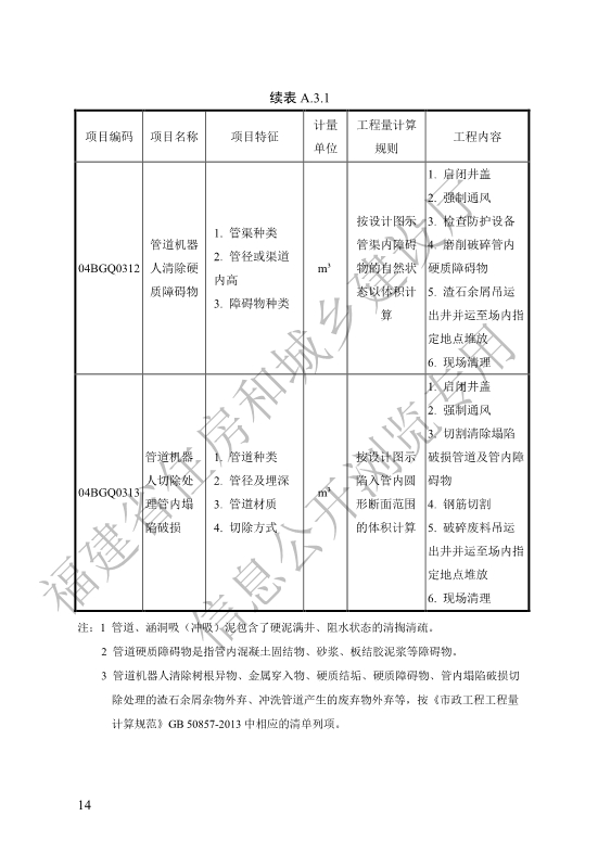 福建省工程建设地方标准《城镇排水管渠修复工程工程量计算标准》
