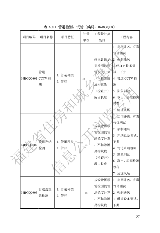 福建省工程建设地方标准《城镇排水管渠修复工程工程量计算标准》