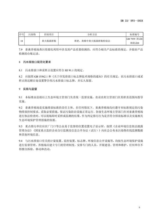 浙江省地方环境保护标准《畜禽养殖业污染物排放标准（征求意见稿）》