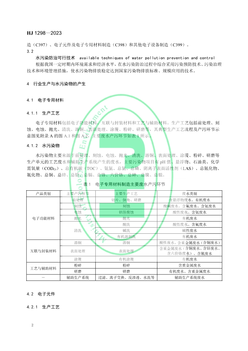 国家生态环境标准《电子工业水污染防治可行技术指南》发布 7月1日起施行