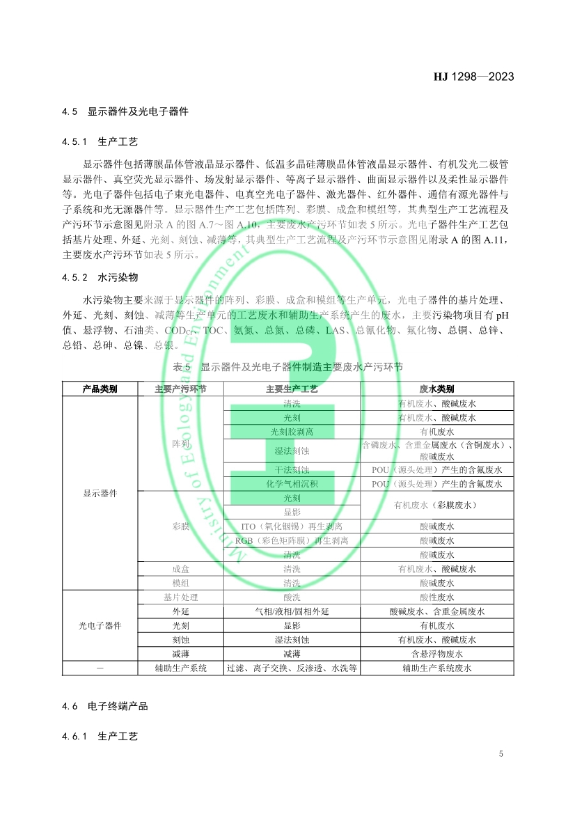 国家生态环境标准《电子工业水污染防治可行技术指南》发布 7月1日起施行