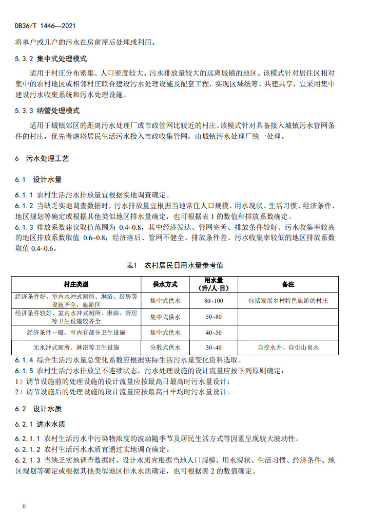 江西省地方标准《农村生活污水治理技术指南（试行）》印发 2022年3月1日起施行