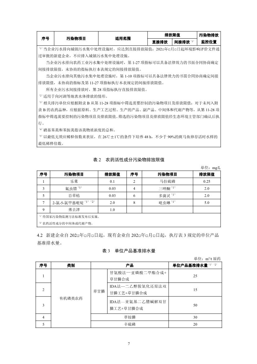 国家标准《农药工业水污染物排放标准（二次征求意见稿）》