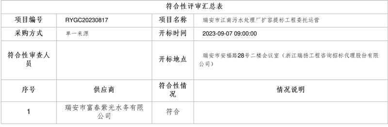 单一来源!紫光环保子公司中标瑞安市江南污水处理厂扩容提标工程委托运营