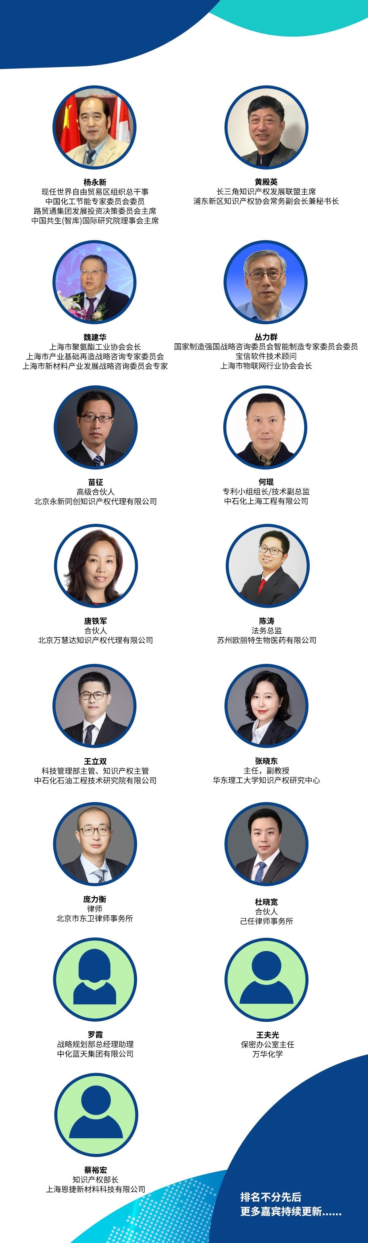【演讲嘉宾更新及介绍】2023化工知识产权与创新发展论坛，邀您共谋行业发展新篇章