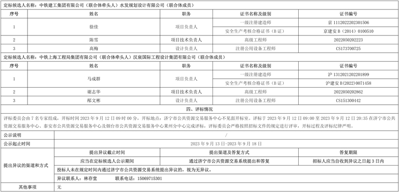 山东省梁山县污水处理厂建设及提升改造项目(EPC)定标候选人公示