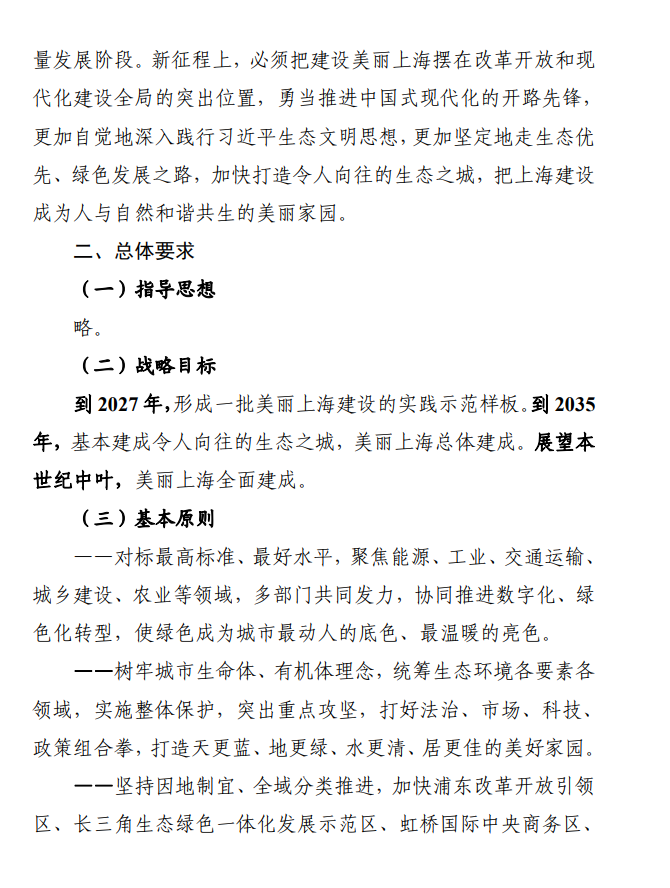 《关于全面推进美丽上海建设 打造人与自然和谐共生现代化国际大都市的实施意见(征求意见稿)》发布