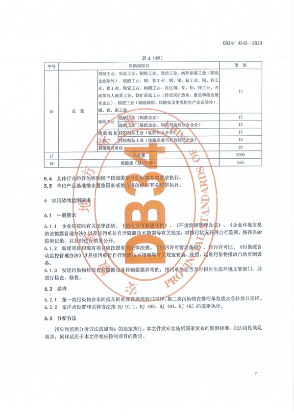 安徽省《南四湖流域水污染物综合排放标准》