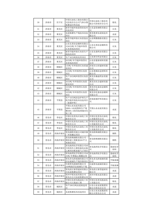 山东：关于继续保留实施和关停退出“两高”项目清单（第一批）的公示