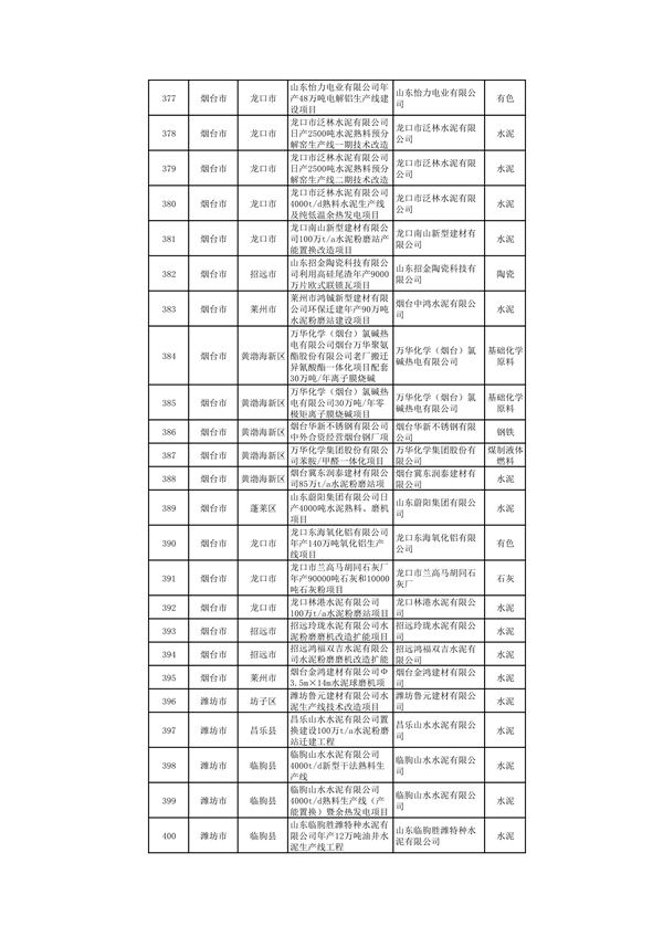 山东：关于继续保留实施和关停退出“两高”项目清单（第一批）的公示
