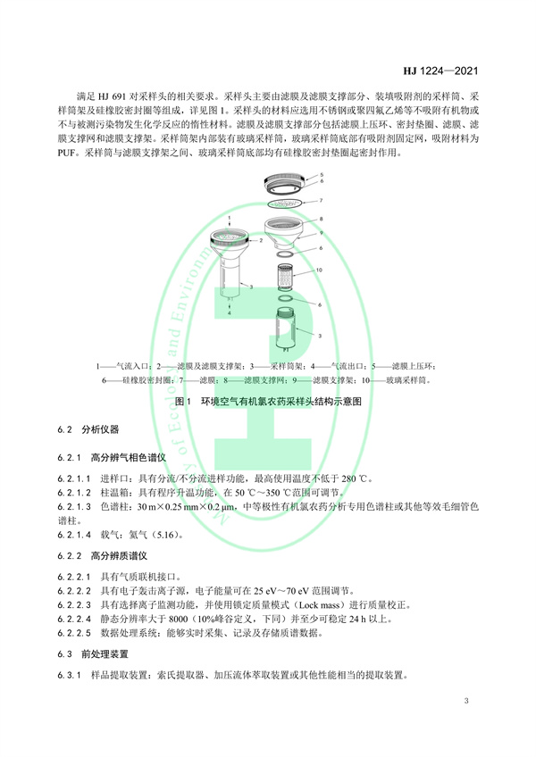《环境空气有机氯农药的测定高分辨气相色谱-高分辨质谱法》（HJ 1224-2021）
