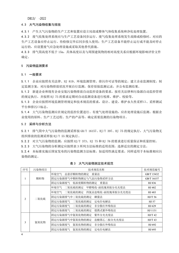 河北省地标《石灰工业大气污染物排放标准》征求意见