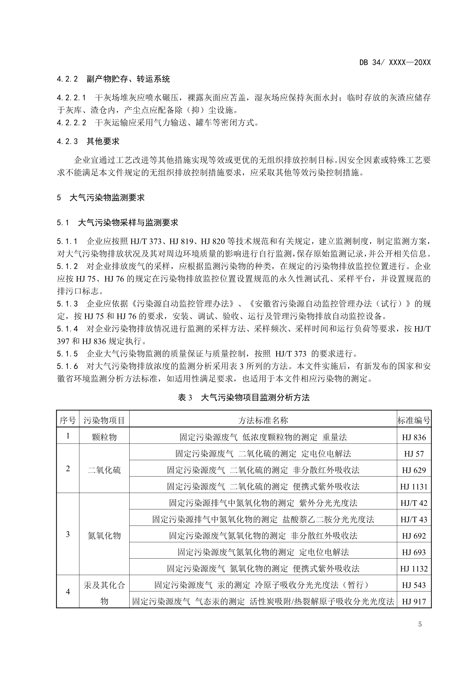 安徽省地标《火电厂大气污染物排放标准》征求意见