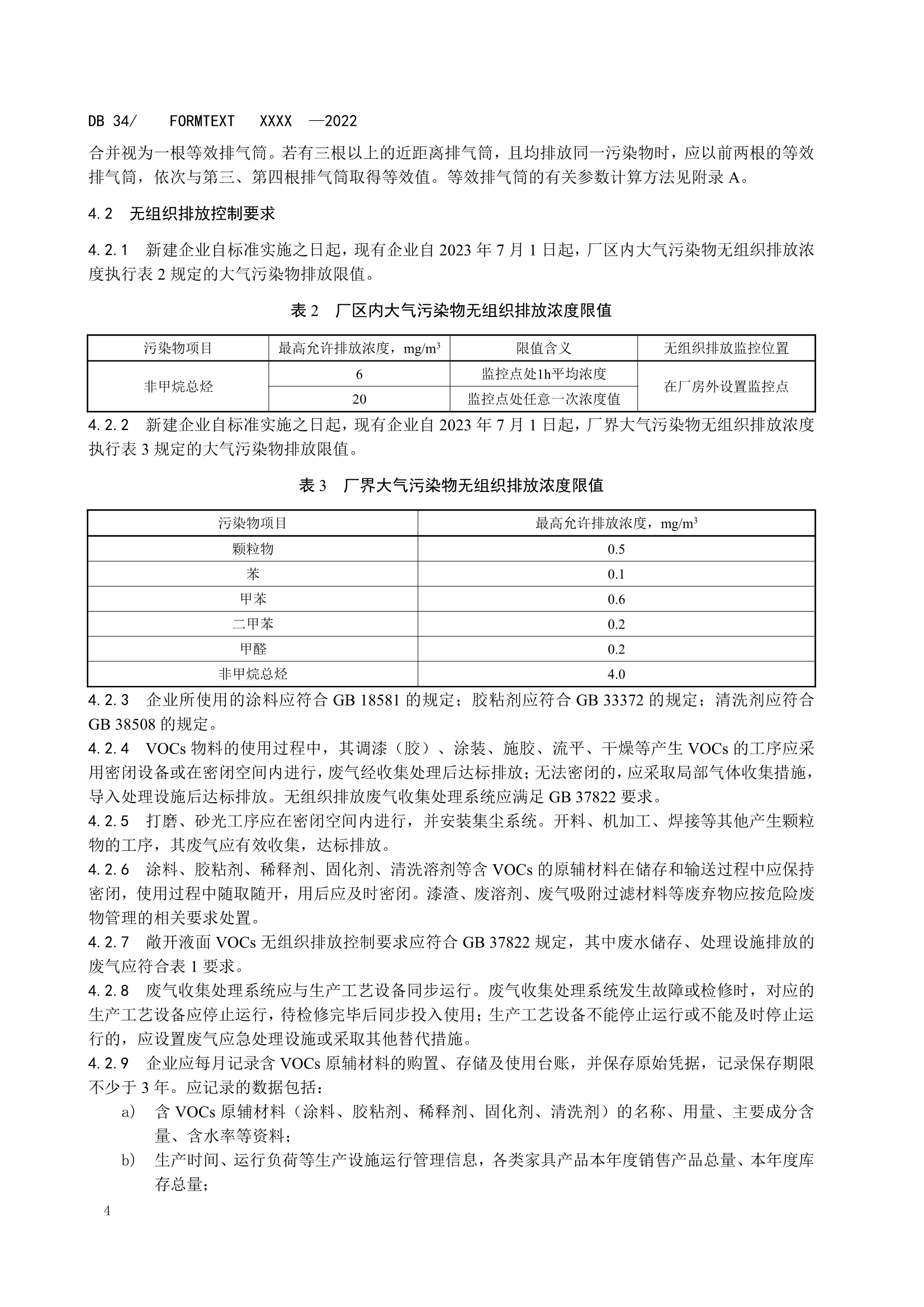 安徽省地标《家具制造业大气污染物排放标准》征求意见