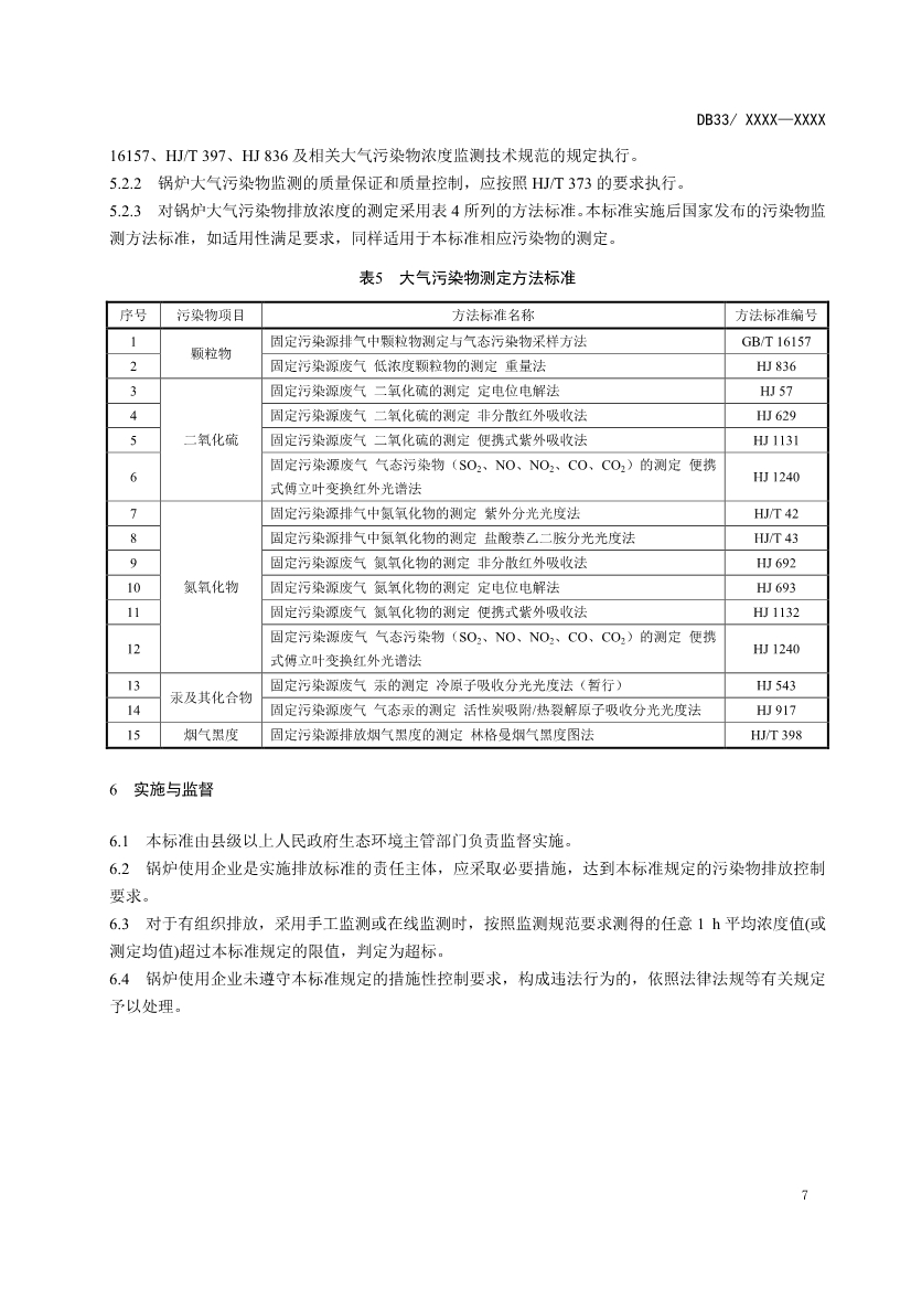 浙江锅炉大气污染物排放标准（征求意见稿）