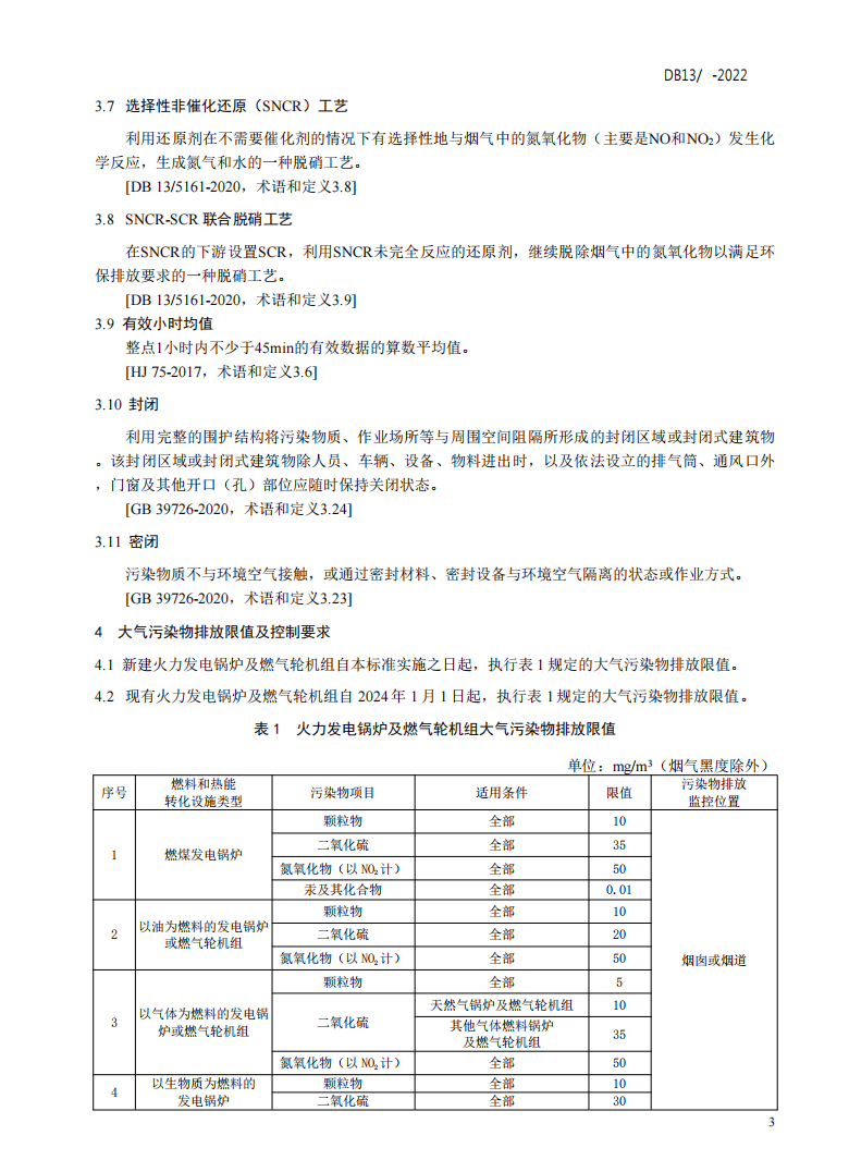 河北省地标《火电厂大气污染物排放标准》征求意见