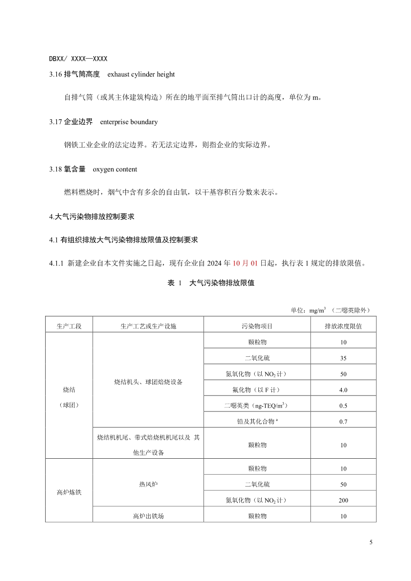 辽宁钢铁工业大气污染物排放标准（征求意见稿）