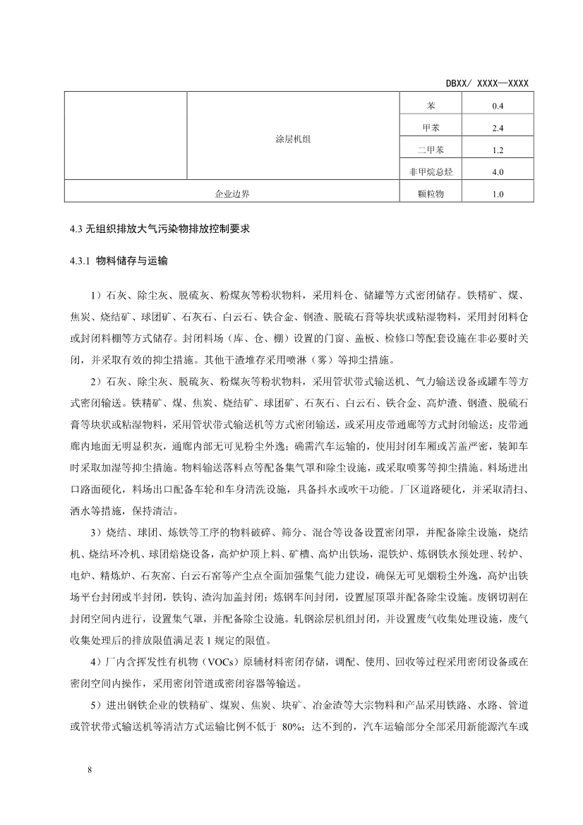 辽宁钢铁工业大气污染物排放标准（征求意见稿）