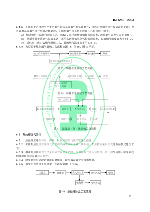 国家环境标准《炼焦化学工业废气治理工程技术规范（HJ 1280—2023）》