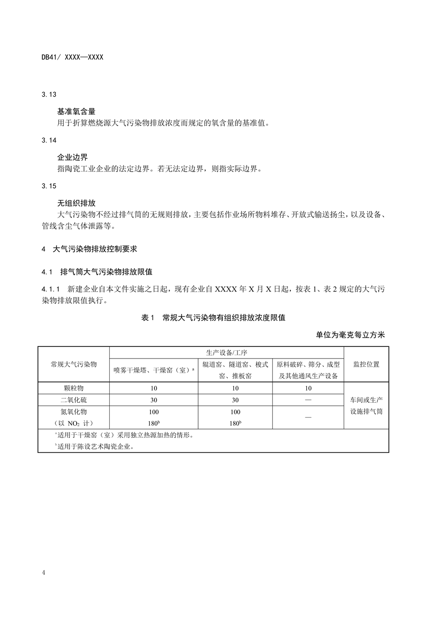 河南省《陶瓷工业大气污染物排放标准》公开征求意见