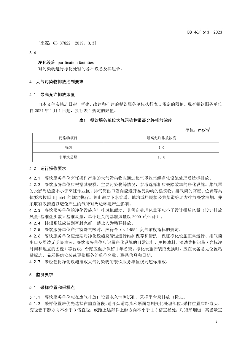 2023年10月31日实施！海南省强制性地方标准《餐饮业大气污染物排放标准》发布