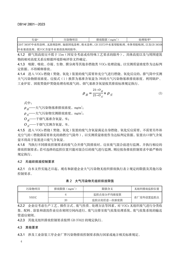 山西省发布地方标准《工业涂装工序大气污染物排放标准》