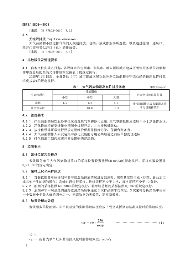 12月1日起实施 河北省发布地标《餐饮业大气污染物排放标准》