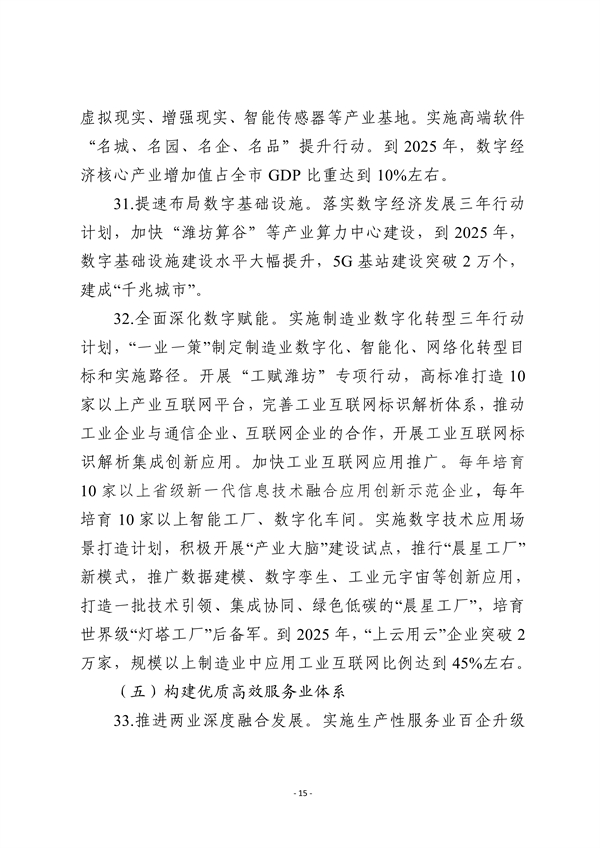 潍坊市深化新旧动能转换推动绿色低碳高质量发展三年行动计划（征求意见稿）