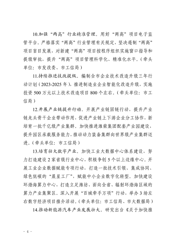 潍坊市深化新旧动能转换推动绿色低碳高质量发展2023年重点工作任务征求意见