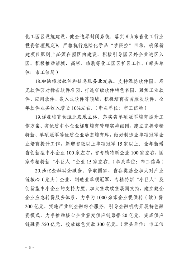 潍坊市深化新旧动能转换推动绿色低碳高质量发展2023年重点工作任务征求意见
