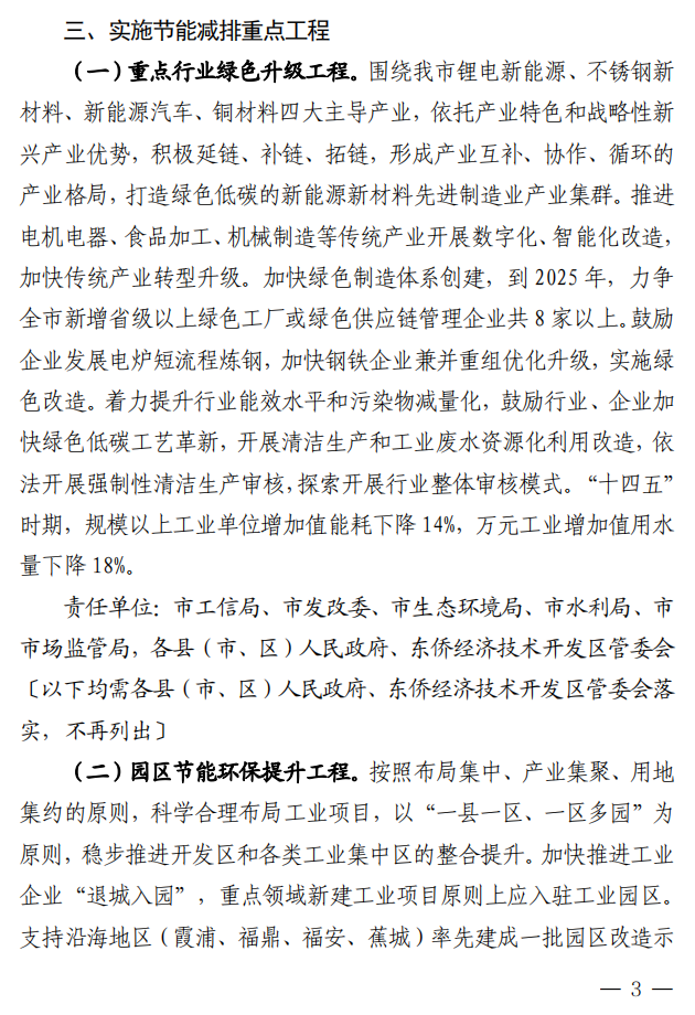 宁德市“十四五”节能减排综合工作实施方案印发！