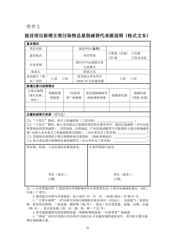 上海：优化本市“十四五”期间建设项目主要污染物总量控制
