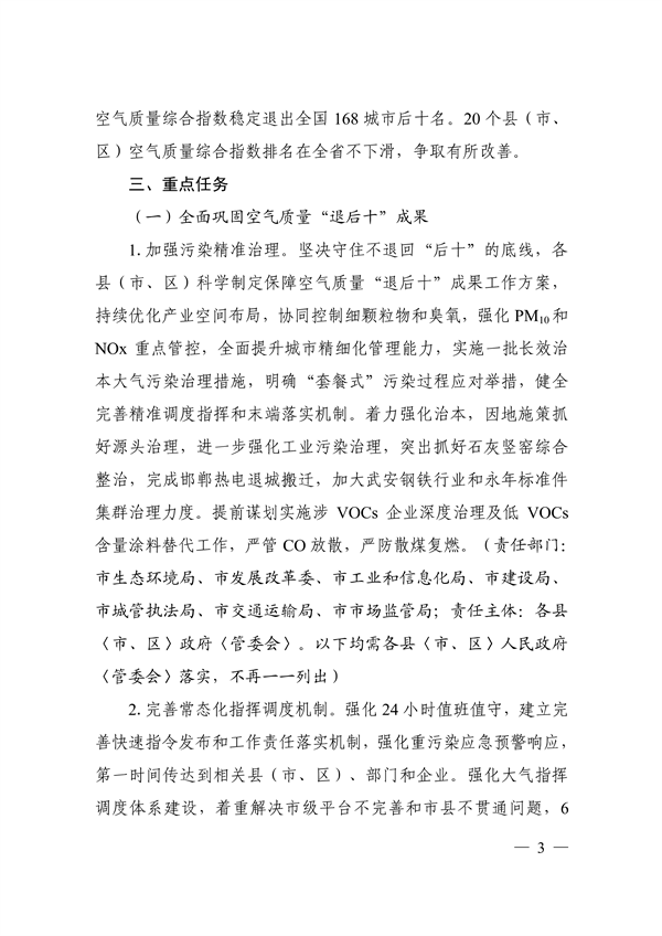 邯郸市2023年大气污染综合治理暨全面巩固“退后十”成果工作方案
