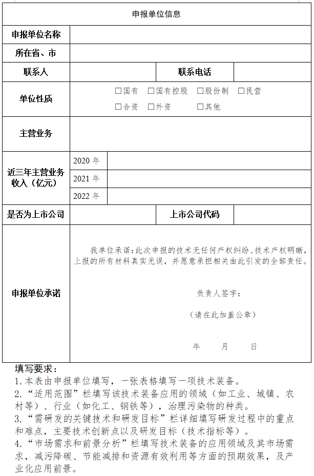 两部门征集2023年国家鼓励发展的重大环保技术装备！