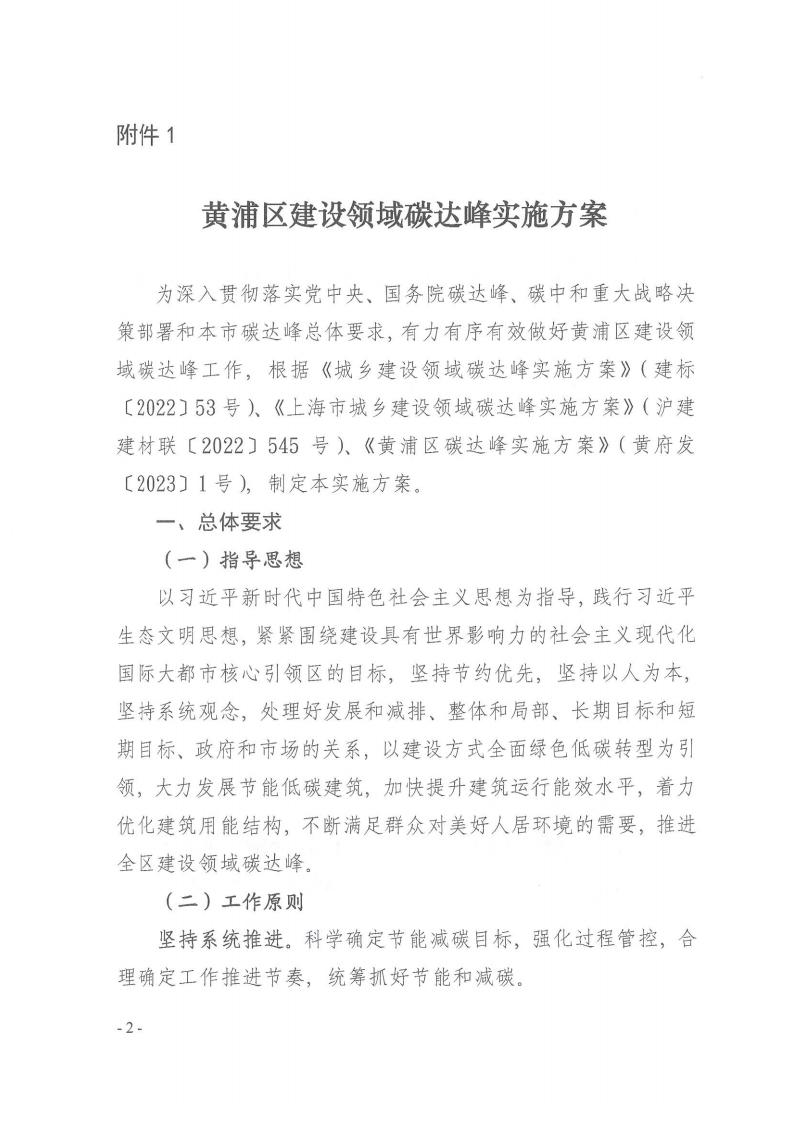 关于印发《黄浦区建设领域碳达峰实施方案》的通知
