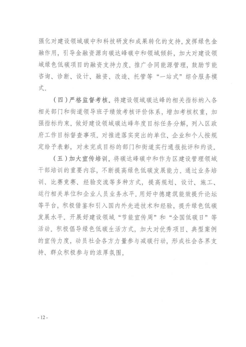 关于印发《黄浦区建设领域碳达峰实施方案》的通知