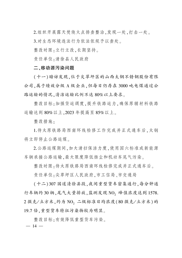 《太原市空气质量突出问题整改方案》发布