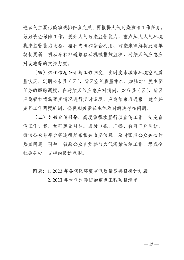 柳州市2023年度大气污染防治工作计划