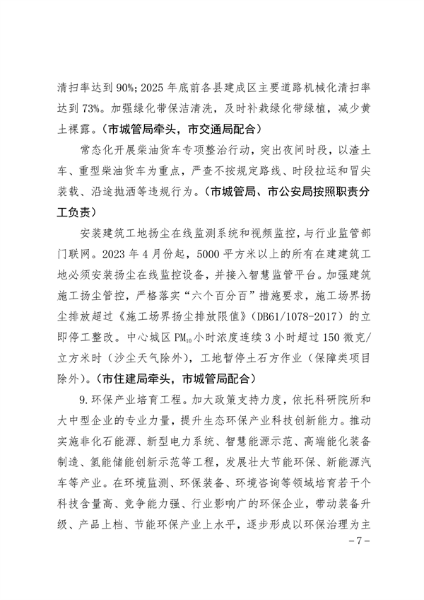 商洛市大气污染治理专项行动方案（2023-2027年）