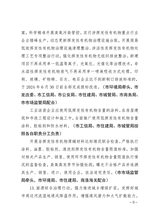 商洛市大气污染治理专项行动方案（2023-2027年）