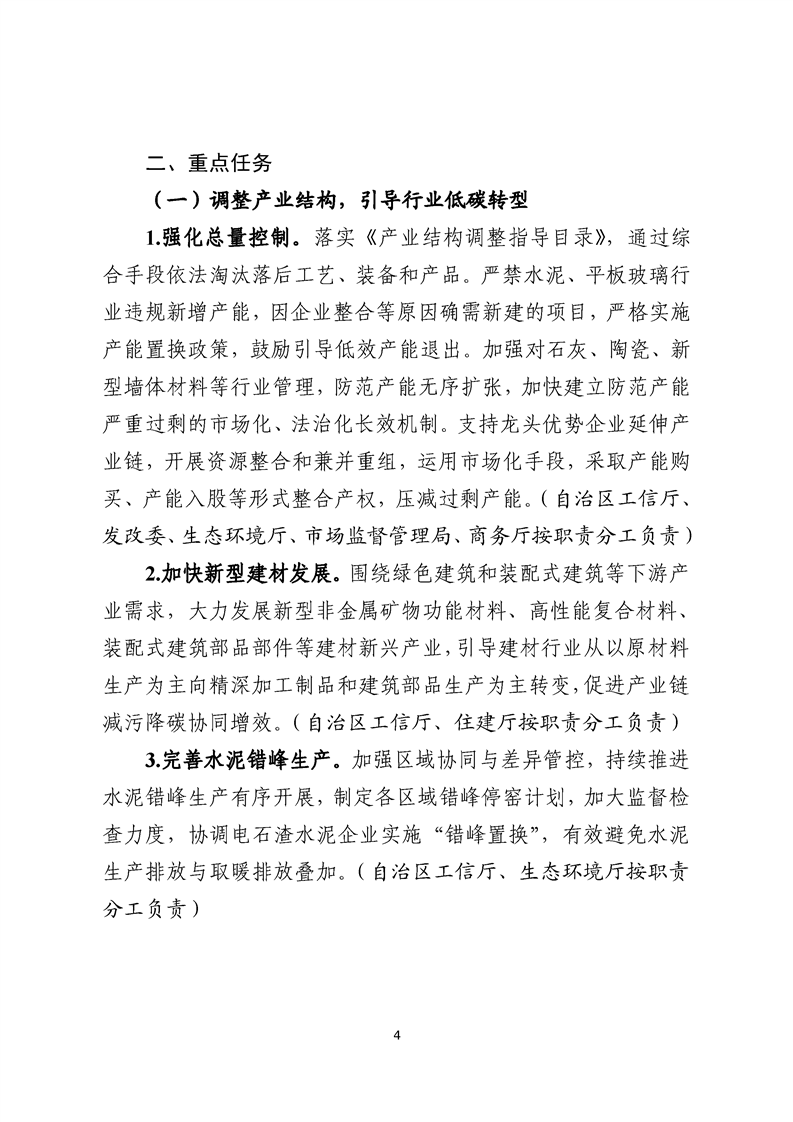 新疆维吾尔自治区建材行业碳达峰实施方案
