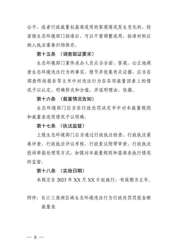 《长江三角洲区域生态环境行政处罚裁量规则》公开征求意见