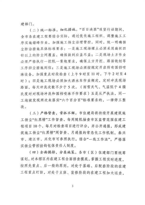 2023年泰州市建筑施工扬尘污染防治“百日决胜”攻坚行动方案