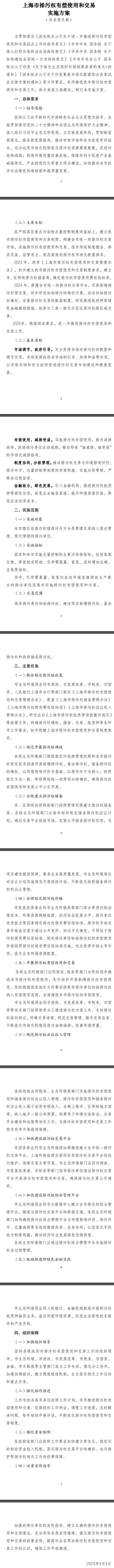 《上海市排污权有偿使用和交易实施方案》公开征求意见-环保卫士