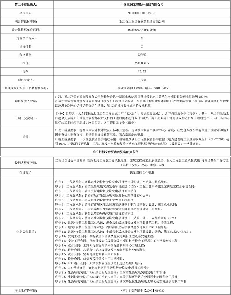 700吨/日!云南江川-通海-华宁生活垃圾焚烧发电项目工程总承包中标候选人公示!