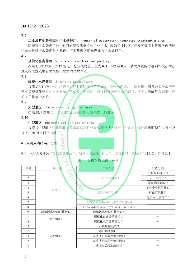生态环境部发布《入河入海排污口监督管理技术指南 排污口分类》