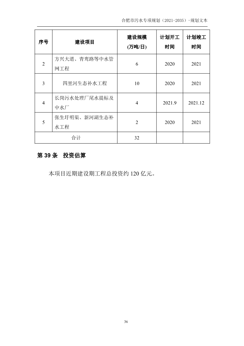 合肥市污水专项规划（2021-2035年）（征求意见稿）