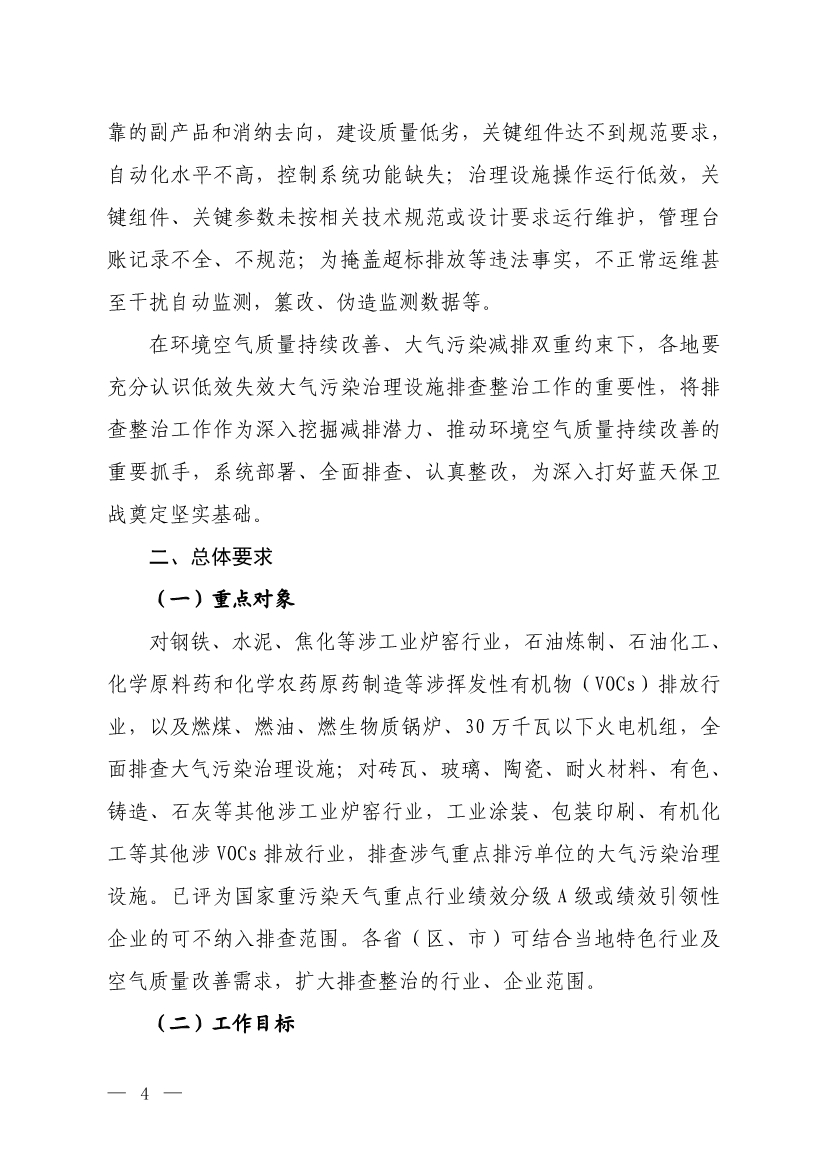 生态环境部就《低效失效大气污染治理设施排查整治工作方案（征求意见稿）》征求意见！